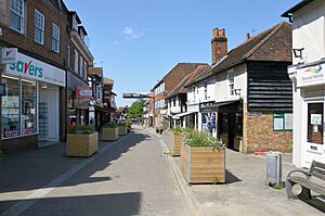 Looking down High Street, Leatherhead, 2024