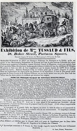 Madame Tussaud affiche 1835