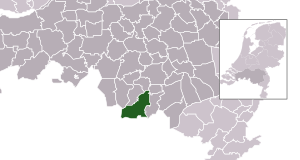 Highlighted position of Bergeijk in a municipal map of North Brabant