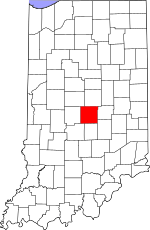 Map of Indiana highlighting Marion County