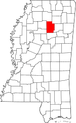 Map of Mississippi highlighting Calhoun County