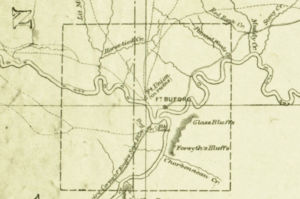 Map showing Fort Buford and Fort Buford Military Reservation, North Dakota and Montana