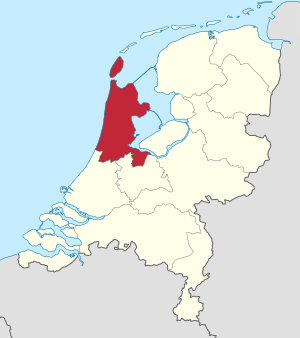 Location of North Holland in the Netherlands