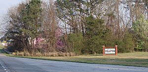 Polkton welcome sign on US 74