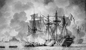 Regulus under attack by British fireships August 11 1809