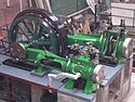Robey cross-compound steam engine, three-quarter view from above, Bolton museum.jpg
