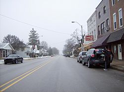 Westbound along Main Street in downtown Rossville