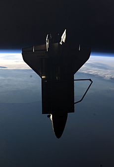 STS135 view Shuttle Atlantis flyaround of ISS