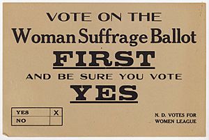 Sample women's suffrage ballot, North Dakota 2