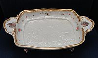Swan Service, confectionary dish, c. 1737-1741, Meissen, modellers Johann Joachim Kandler and Johann Friedrich Eberlein, hard-paste porcelain, overglaze enamels, gilding - Gardiner Museum, Toronto - DSC00898