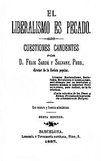 Title Page of El liberalismo es pecado, 1887