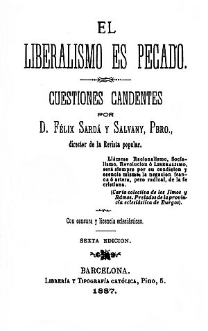 Title Page of El liberalismo es pecado, 1887