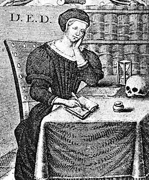 Tittelkobberet på førsteutgaven av Dorothe Engelbretsdatters bok Taare-Offer, 1685.