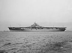 USS Intrepid (CV-11) underway off Newport News on 16 August 1943 (NH 53254)