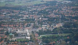 Village centre of Mortsel, Belgium (aerial view)