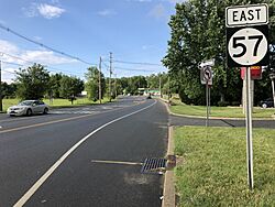 Looking east along Route 57 in Mansfield Township