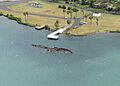 Aerial view of the USS Utah Memorial, Pearl Harbor, in March 2016