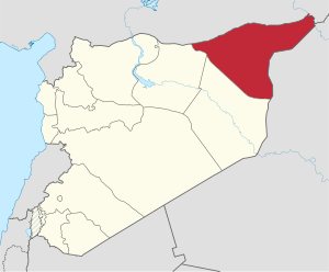 Map of Syria with Al-Hasakah highlighted