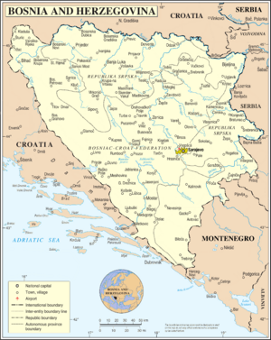 Bosnia and Hercegovina map without streets