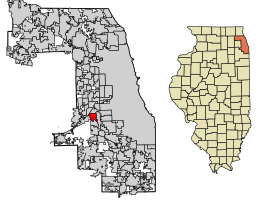 Location of Justice in Cook County, Illinois.