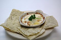 Crab dip served with flatbread