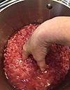 Ground beef crumbled in water