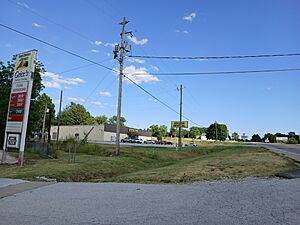 Buildings along U.S. Route 65, July 2024