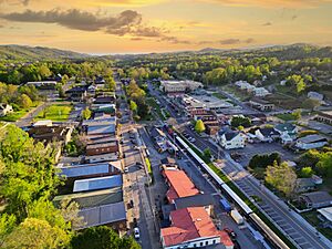 Downtown Blue Ridge, Georgia, in Fannin County at sunset 05