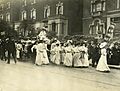 Edith New and Mary Leigh's carriage being pulled from Holloway to Queen's Hall, 1908. (22505545027)