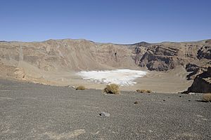 Inner crater of Emi Koussi, highest mountain in Chad, located in Borkou