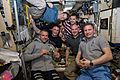 Expedition 57 crew gathers inside the Zvezda Service Module