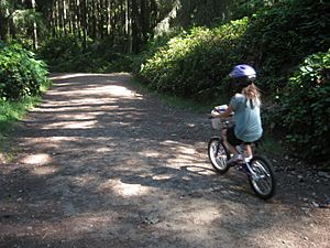 Girl biking in Banner forest