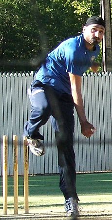 Harbhajan Singh bowling