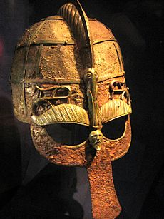 Helmet from a 7th century boat grave, Vendel era brighter