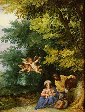 Jan Brueghel (I) and Hans Rottenhammer - Rest on the Flight into Egypt
