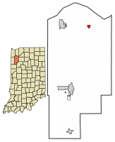 Location of Wheatfield in Jasper County, Indiana.