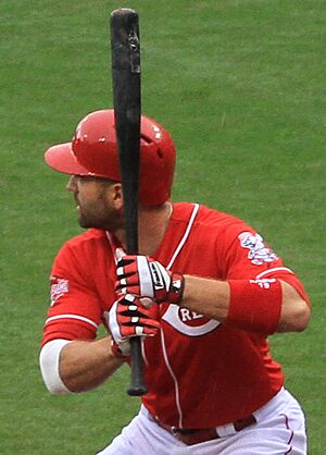Joey Votto choking up in 2015 (21381788014) (cropped)