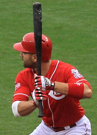 Joey Votto choking up in 2015 (21381788014) (cropped)