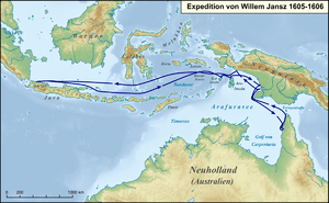 Karte Expedition Willem Jansz 1605-1606