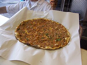 Lahmacun being served