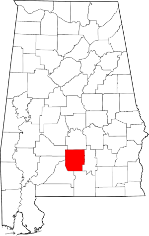 Map of Alabama highlighting Butler County
