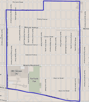 Map of the Fairfax District of Los Angeles, as delineated by the Los Angeles Times