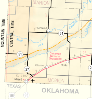 Map of Morton Co, Ks, USA