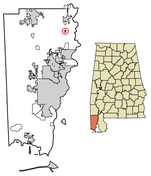 Location of Bucks in Mobile County, Alabama.