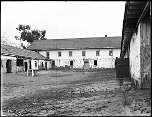 Patio of the Rancho Los Cerritos ranch house, ca.1890-1910 (CHS-1873)