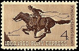 Pony Express centennial stamp 4c 1960 issue
