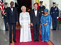President George H. W. Bush and Barbara Bush host a State Dinner for President Abdou Diouf of Senegal and Elizabeth Diouf