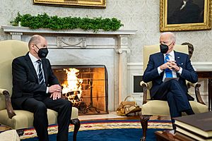 President Joe Biden welcomes Chancellor Olaf Scholz of Germany to the White House