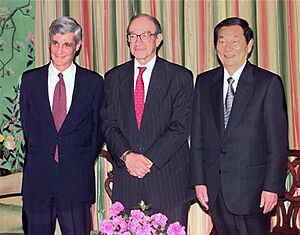 Robert Rubin, Alan Greenspan, and Zhu Rongji
