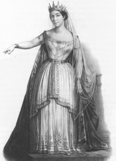 Rossini - Semiramide - Giulia Grisi as Semiramide - lithograph after a drawing by Alexandre Lacauchie